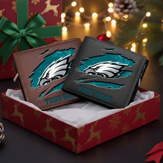 LIMITED EDITION - NEW CUSTOMIZED NFL02 PPE PHILADELPHIA EAGLES LEATHER WALLET