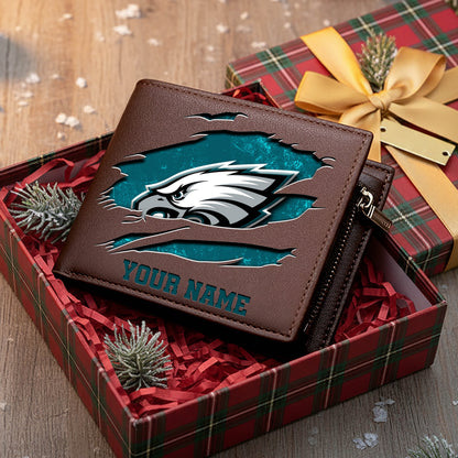 LIMITED EDITION - NEW CUSTOMIZED NFL02 PPE PHILADELPHIA EAGLES LEATHER WALLET