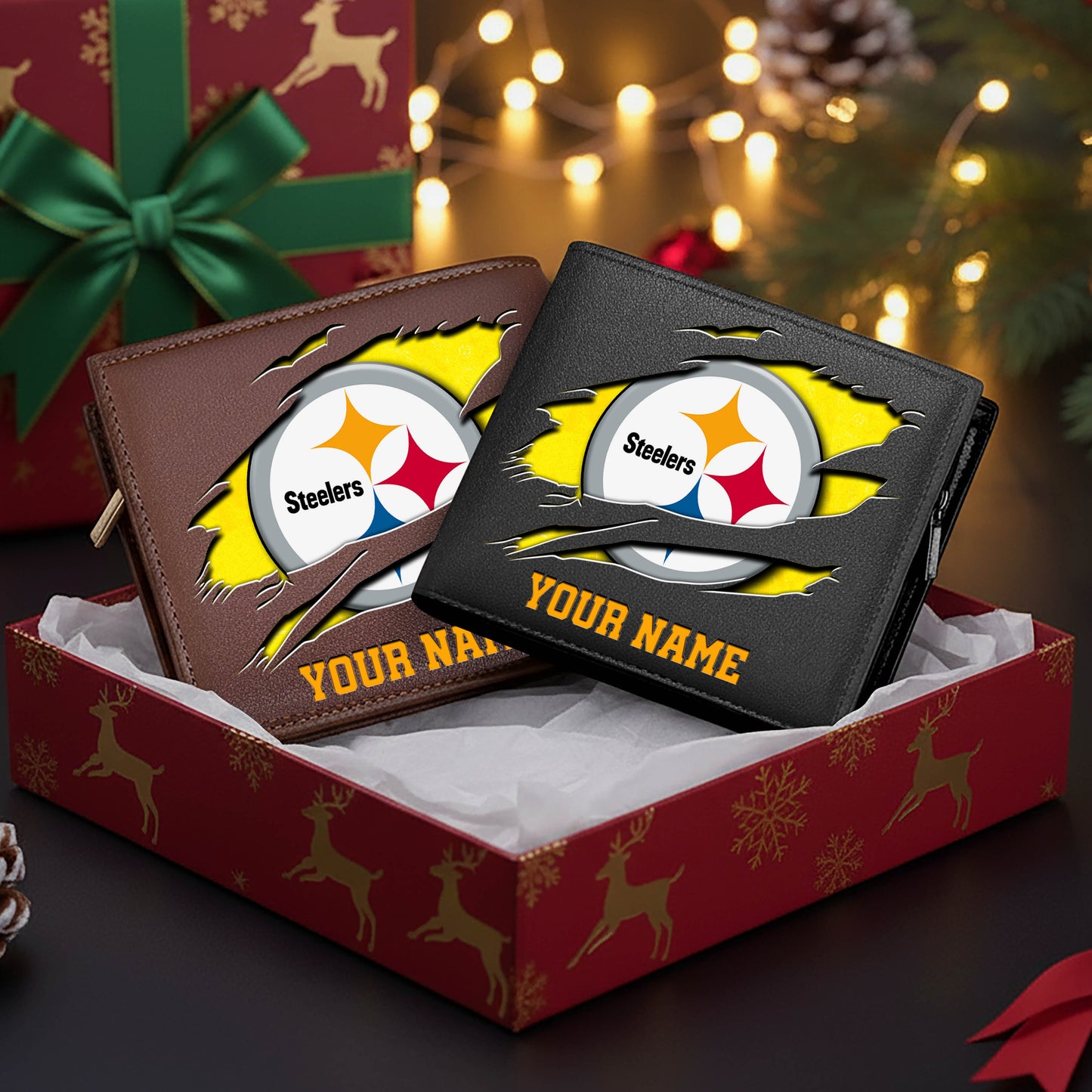 LIMITED EDITION - NEW CUSTOMIZED NFL14 PSB PITTSBURGH STEELERS LEATHER WALLET
