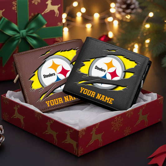LIMITED EDITION - NEW CUSTOMIZED NFL14 PSB PITTSBURGH STEELERS LEATHER WALLET