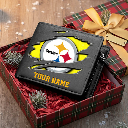LIMITED EDITION - NEW CUSTOMIZED NFL14 PSB PITTSBURGH STEELERS LEATHER WALLET
