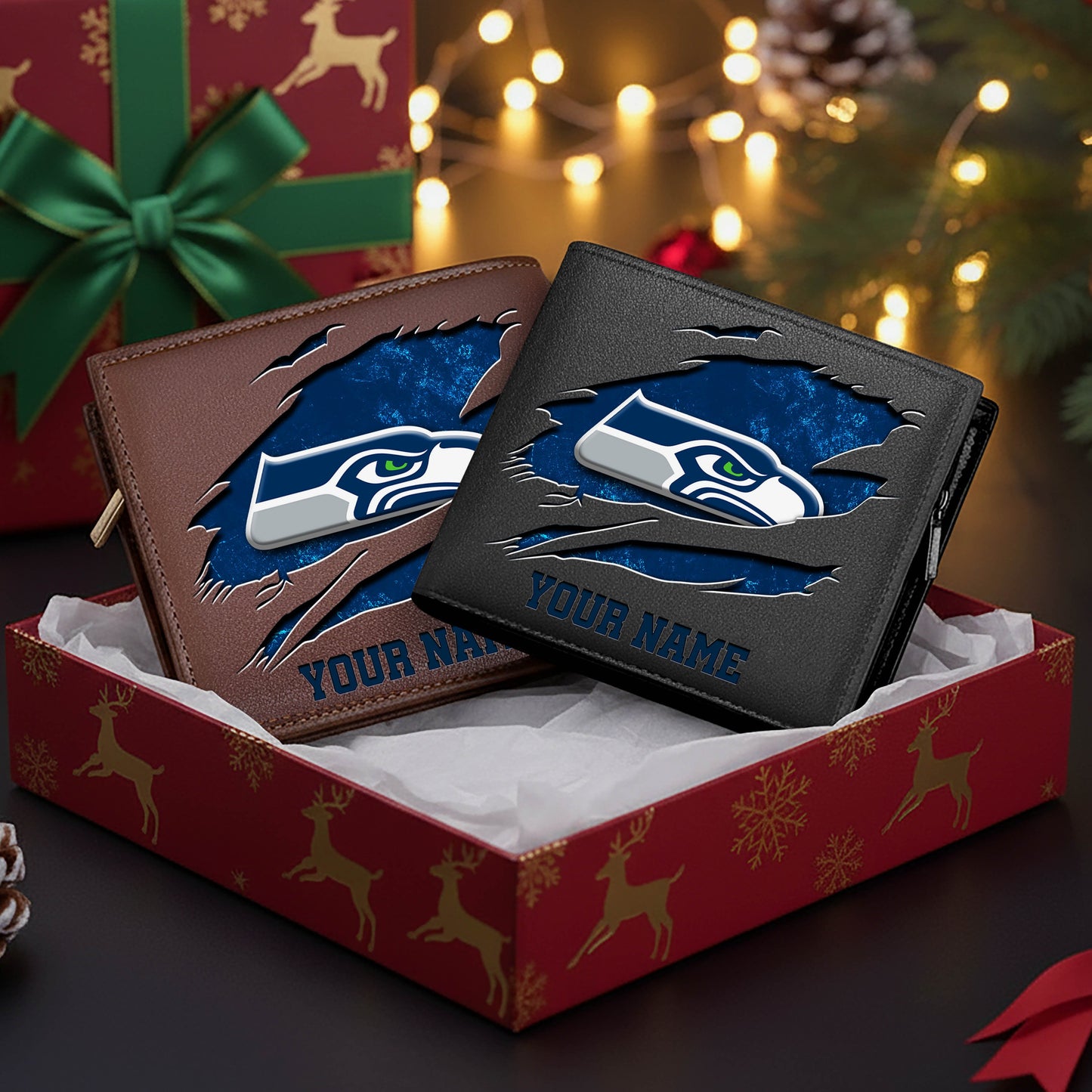 LIMITED EDITION - NEW CUSTOMIZED NFL06 SSH SEATTLE SEAHAWKS LEATHER WALLET