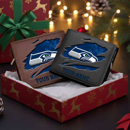 LIMITED EDITION - NEW CUSTOMIZED NFL06 SSH SEATTLE SEAHAWKS LEATHER WALLET
