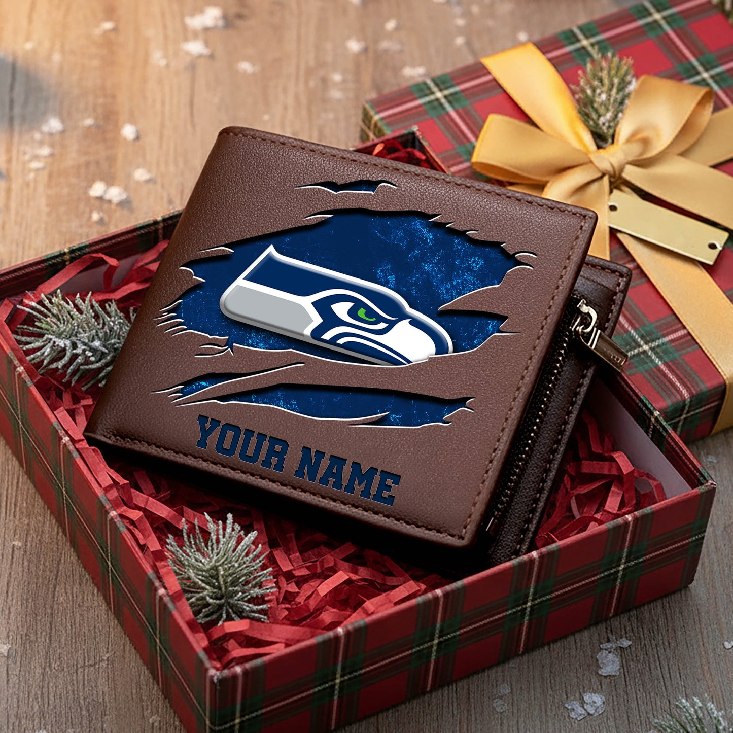 LIMITED EDITION - NEW CUSTOMIZED NFL06 SSH SEATTLE SEAHAWKS LEATHER WALLET