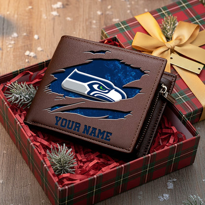 LIMITED EDITION - NEW CUSTOMIZED NFL06 SSH SEATTLE SEAHAWKS LEATHER WALLET