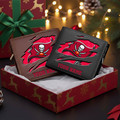 LIMITED EDITION - NEW CUSTOMIZED NFL10 TBB TAMPA BAY BUCCANEERS LEATHER WALLET