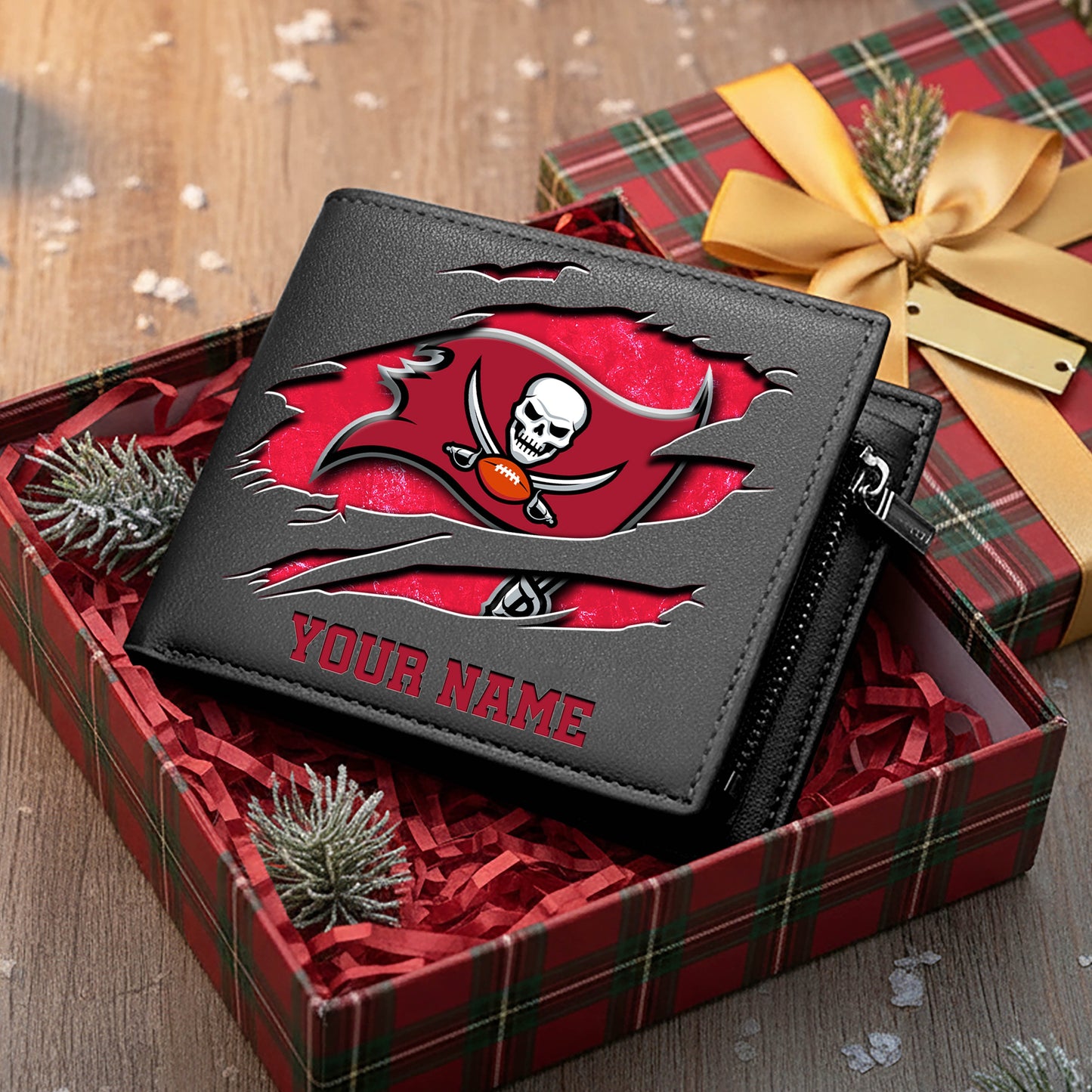 LIMITED EDITION - NEW CUSTOMIZED NFL10 TBB TAMPA BAY BUCCANEERS LEATHER WALLET