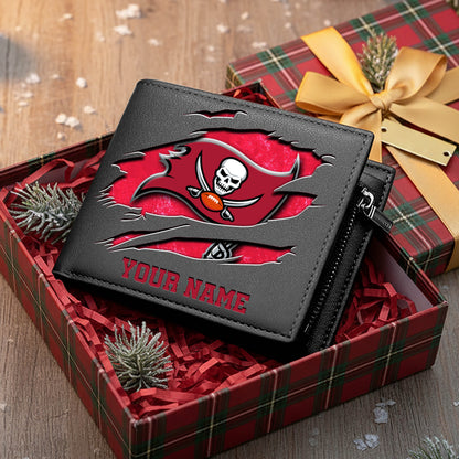 LIMITED EDITION - NEW CUSTOMIZED NFL10 TBB TAMPA BAY BUCCANEERS LEATHER WALLET