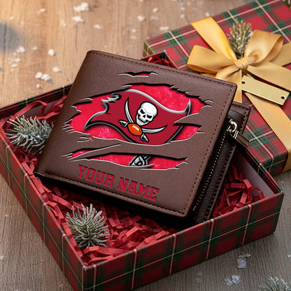 LIMITED EDITION - NEW CUSTOMIZED NFL10 TBB TAMPA BAY BUCCANEERS LEATHER WALLET