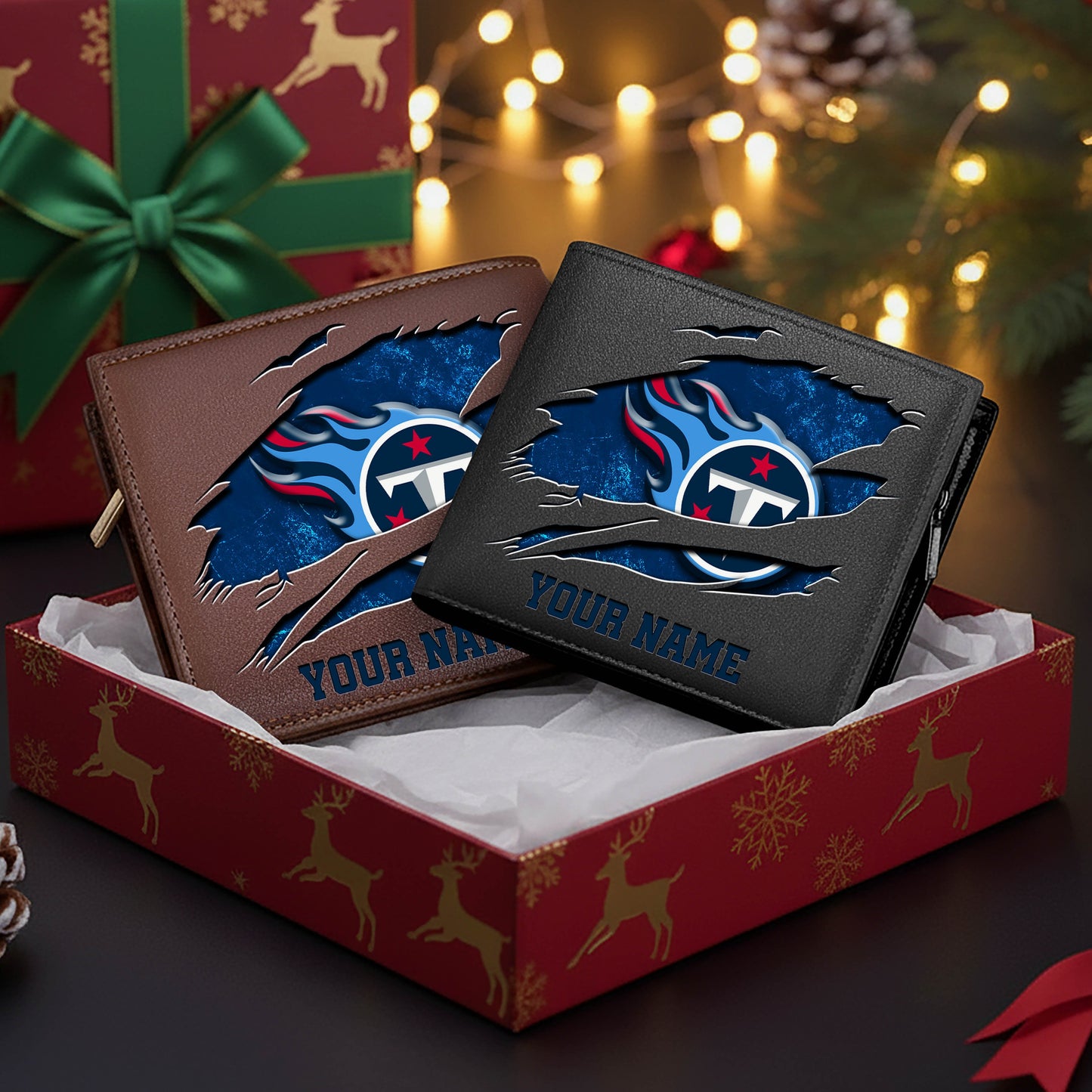 LIMITED EDITION - NEW CUSTOMIZED NFL31 TST TENNESSEE TITANS LEATHER WALLET