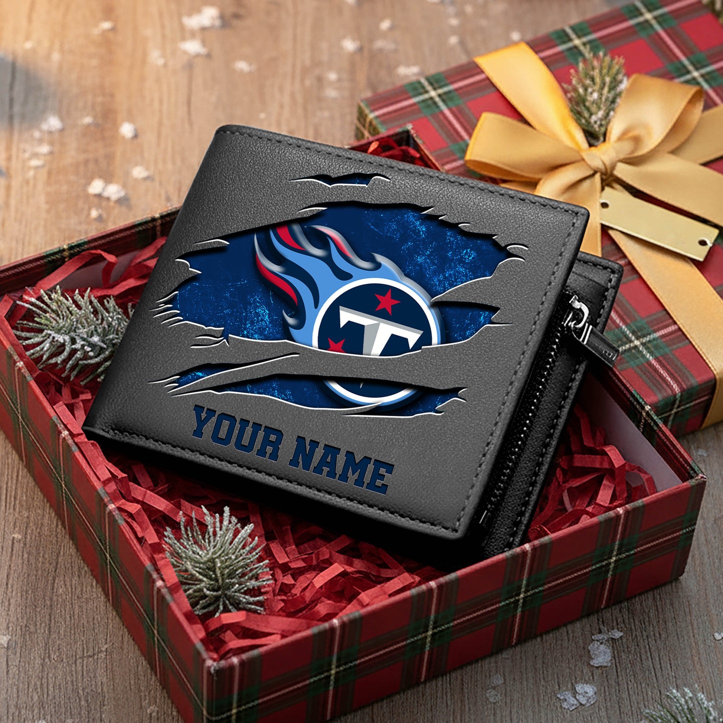 LIMITED EDITION - NEW CUSTOMIZED NFL31 TST TENNESSEE TITANS LEATHER WALLET