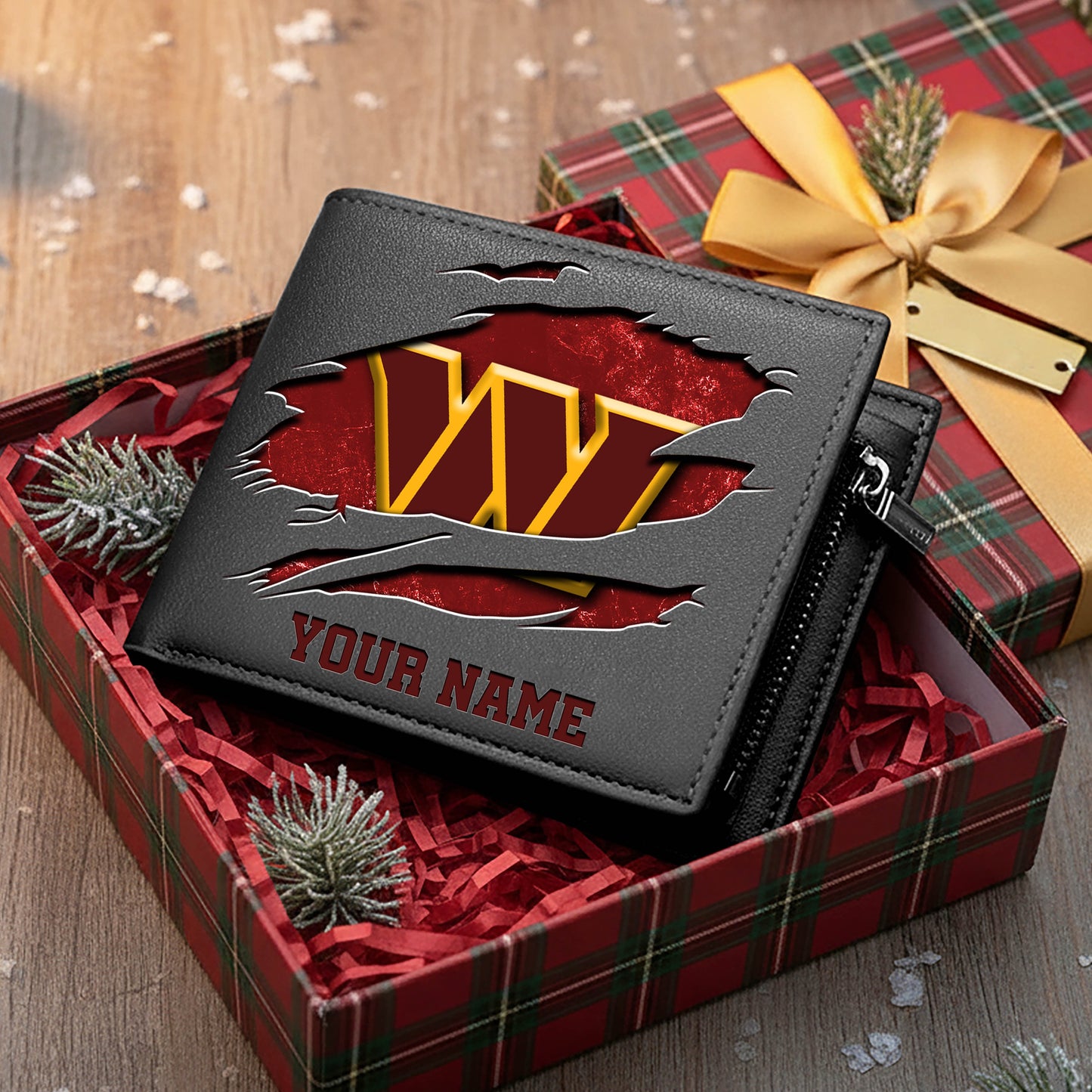 LIMITED EDITION - NEW CUSTOMIZED NFL12 WTC WASHINGTON COMMANDERS LEATHER WALLET