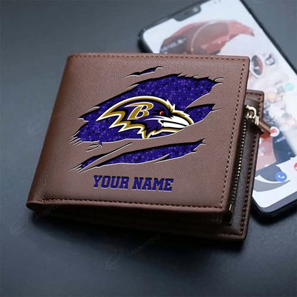 LIMITED EDITION - NEW CUSTOMIZED NFL28 BTR BALTIMORE RAVENS LEATHER WALLET