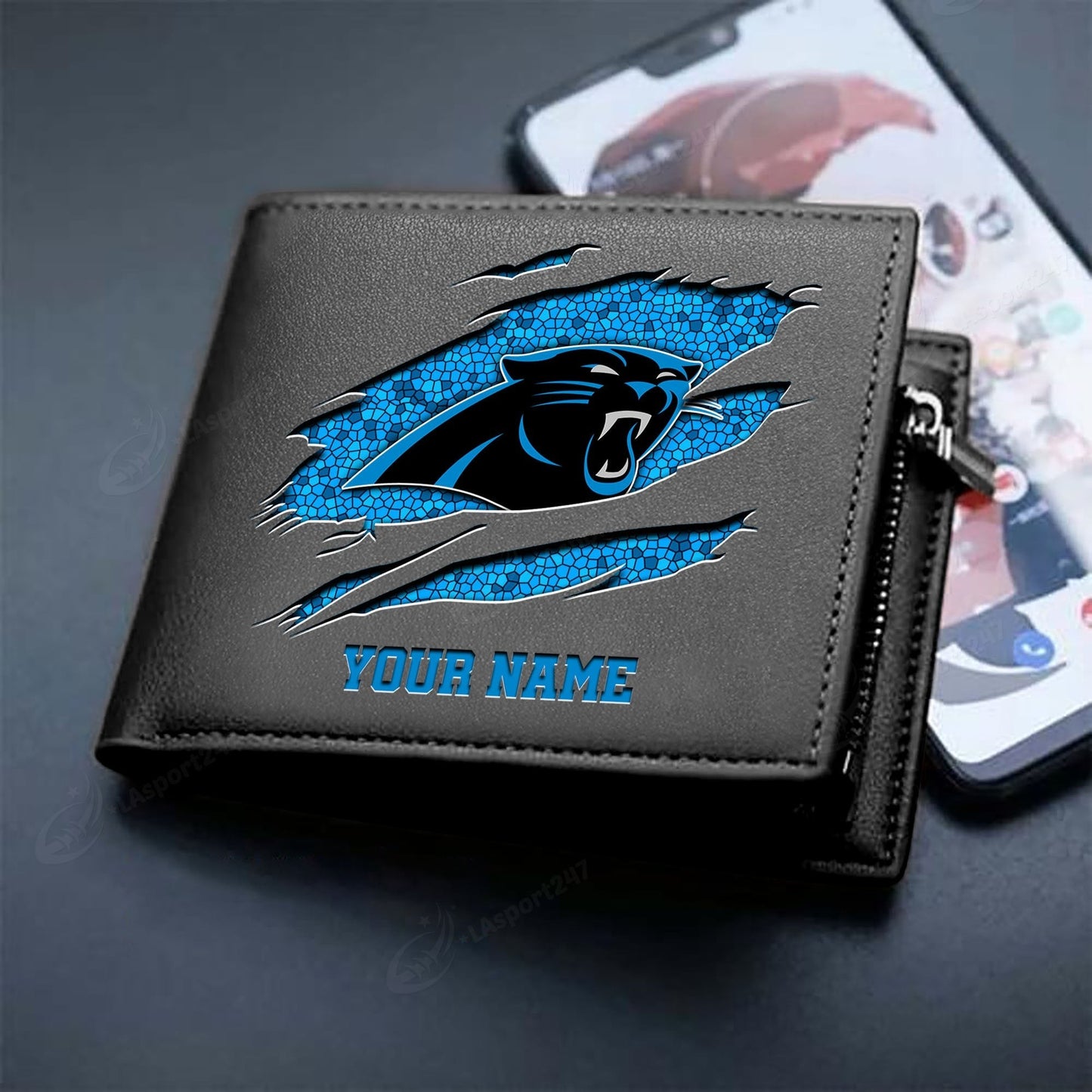 LIMITED EDITION - NEW CUSTOMIZED NFL23 CLP CAROLINA PANTHERS LEATHER WALLET
