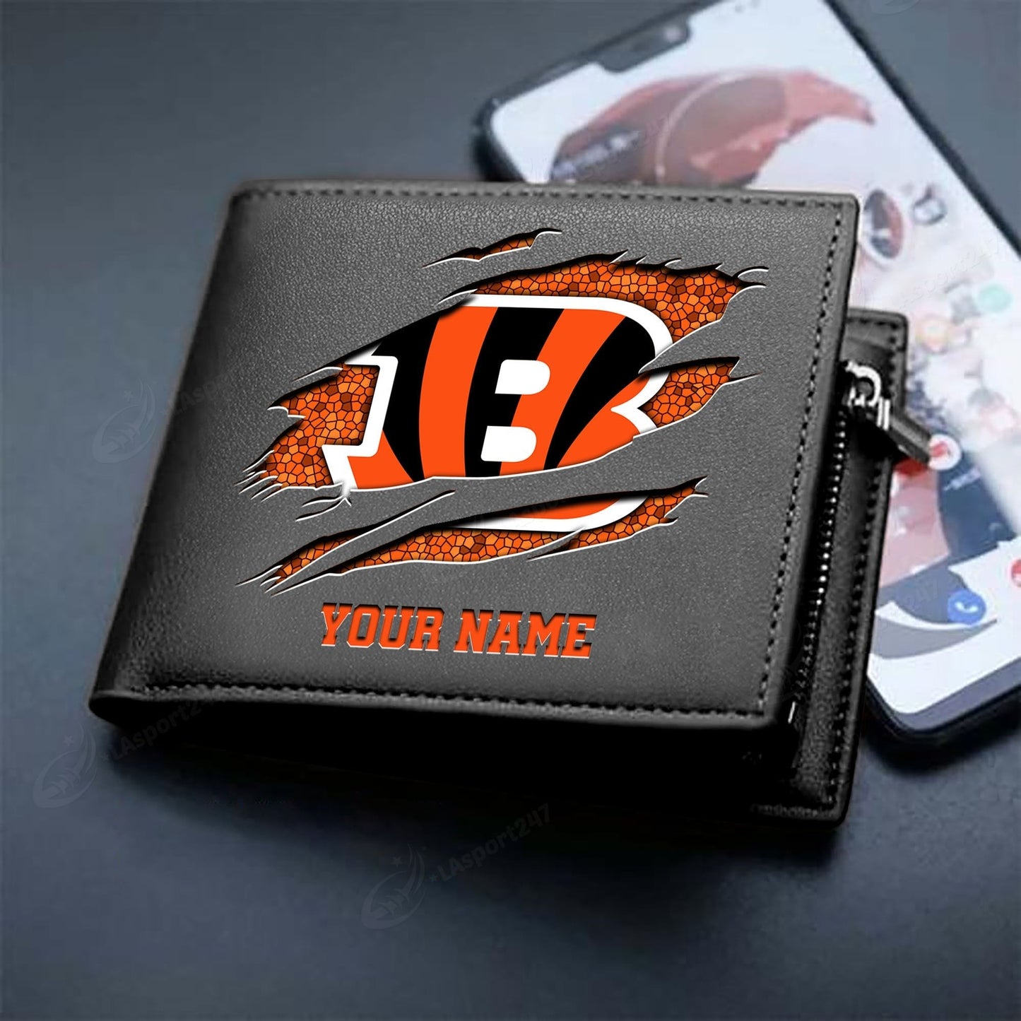 LIMITED EDITION - NEW CUSTOMIZED NFL16 CCB CINCINNATI BENGALS LEATHER WALLET