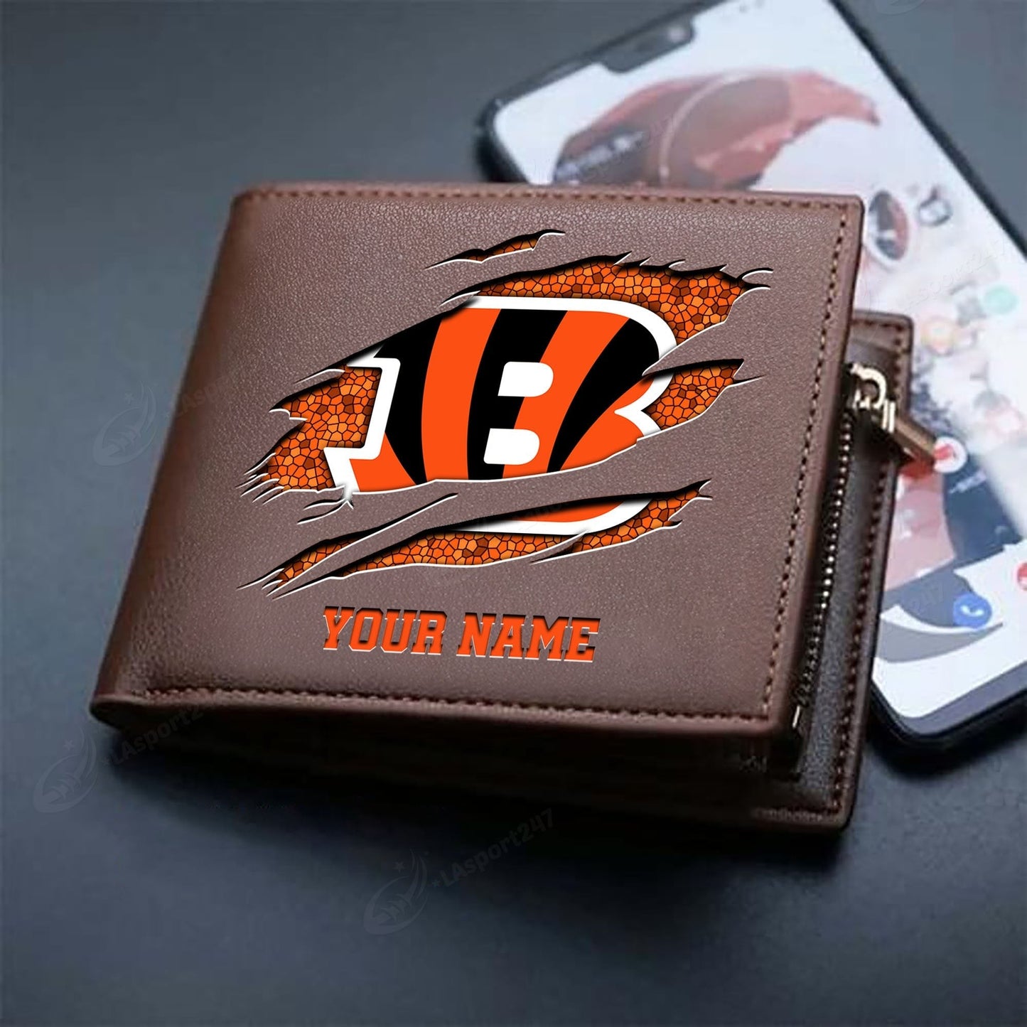 LIMITED EDITION - NEW CUSTOMIZED NFL16 CCB CINCINNATI BENGALS LEATHER WALLET