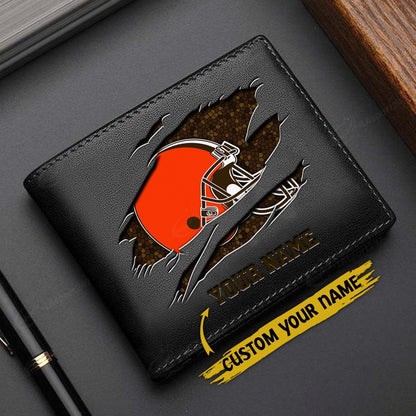 LIMITED EDITION - NEW CUSTOMIZED NFL29 CLB CLEVELAND BROWNS LEATHER WALLET