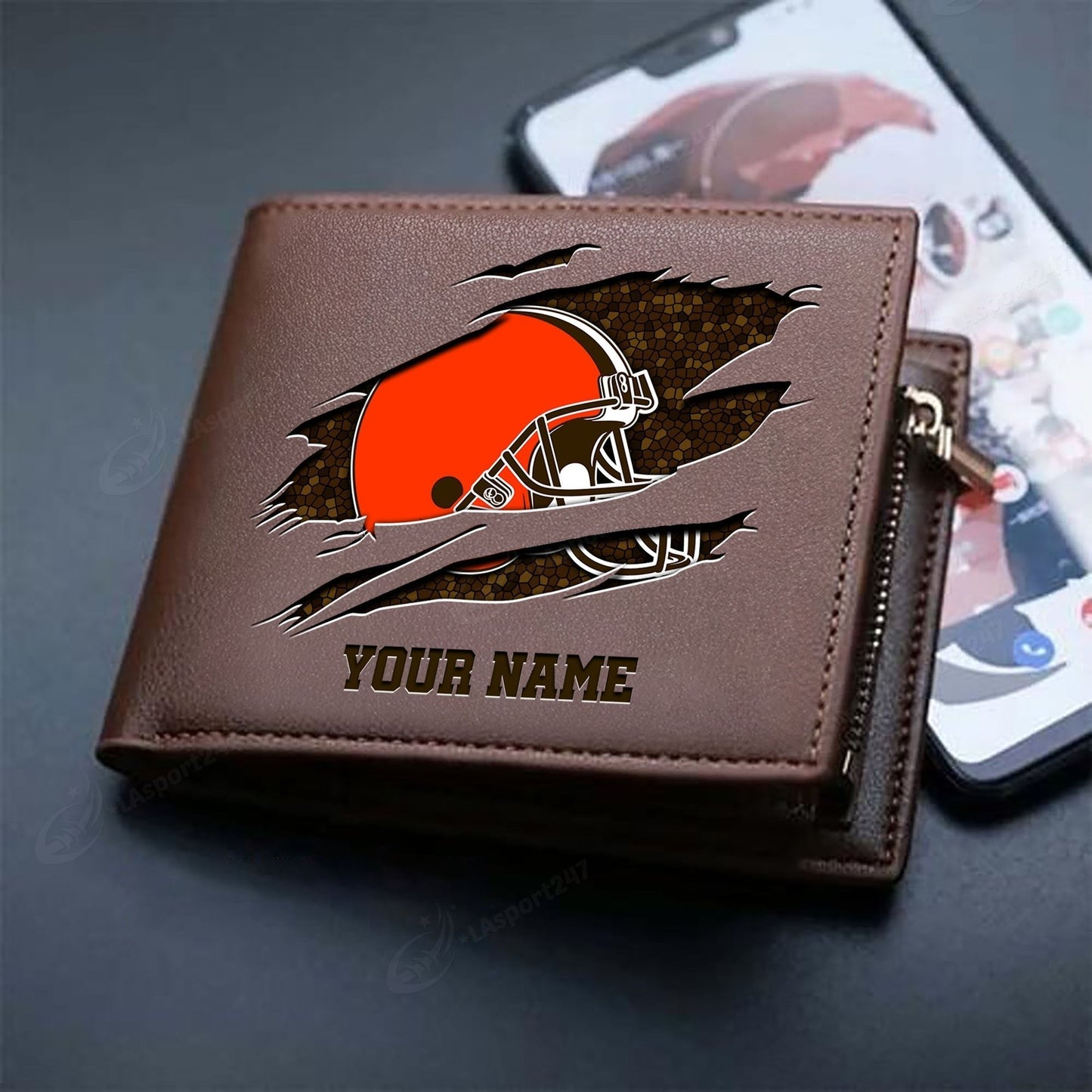 LIMITED EDITION - NEW CUSTOMIZED NFL29 CLB CLEVELAND BROWNS LEATHER WALLET