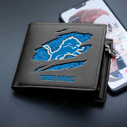 LIMITED EDITION - NEW CUSTOMIZED NFL04 DTL DETROIT LIONS LEATHER WALLET