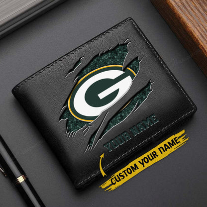LIMITED EDITION - NEW CUSTOMIZED NFL08 GBP GREEN BAY PACKERS LEATHER WALLET