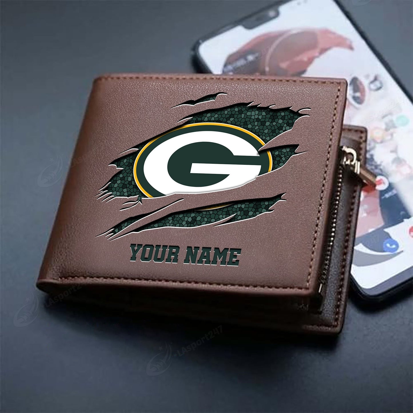 LIMITED EDITION - NEW CUSTOMIZED NFL08 GBP GREEN BAY PACKERS LEATHER WALLET
