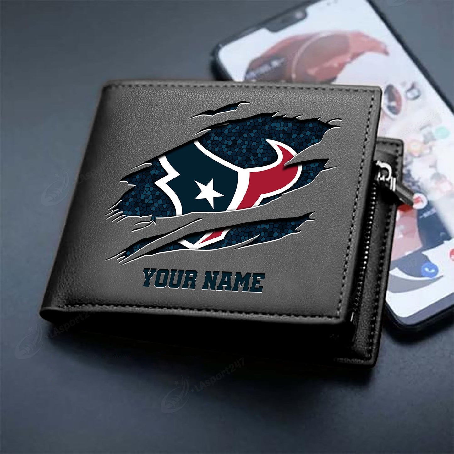 LIMITED EDITION - NEW CUSTOMIZED NFL15 HTT HOUSTON TEXANS LEATHER WALLET