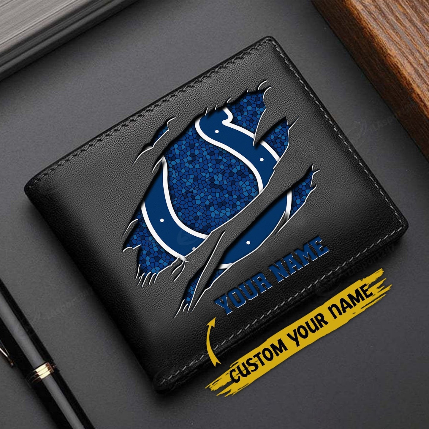 LIMITED EDITION - NEW CUSTOMIZED NFL17 IDC INDIANAPOLIS COLTS LEATHER WALLET