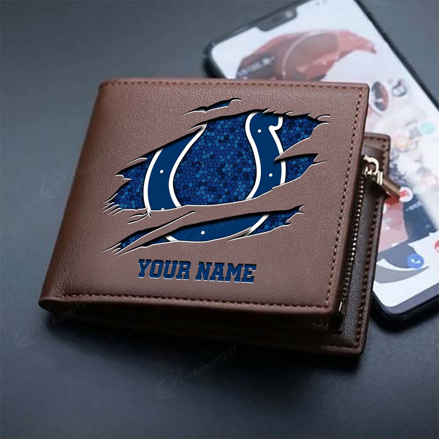 LIMITED EDITION - NEW CUSTOMIZED NFL17 IDC INDIANAPOLIS COLTS LEATHER WALLET
