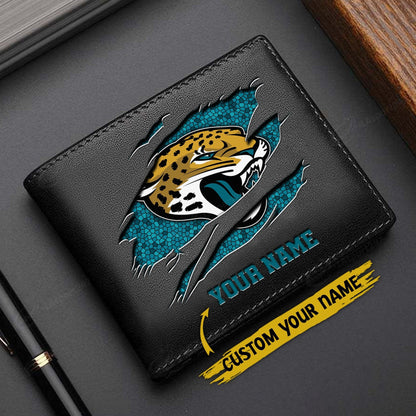 LIMITED EDITION - NEW CUSTOMIZED NFL30 JSJ JACKSONVILLE JAGUARS LEATHER WALLET