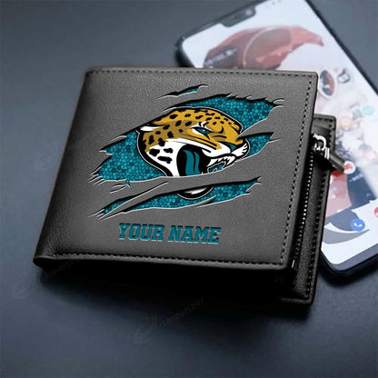 LIMITED EDITION - NEW CUSTOMIZED NFL30 JSJ JACKSONVILLE JAGUARS LEATHER WALLET