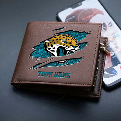 LIMITED EDITION - NEW CUSTOMIZED NFL30 JSJ JACKSONVILLE JAGUARS LEATHER WALLET