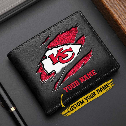 LIMITED EDITION - NEW CUSTOMIZED NFL01 KCC KANSAS CITY CHIEFS LEATHER WALLET