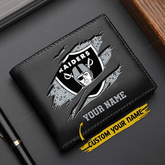 LIMITED EDITION - NEW CUSTOMIZED NFL07 LVR LAS VEGAS RAIDERS LEATHER WALLET