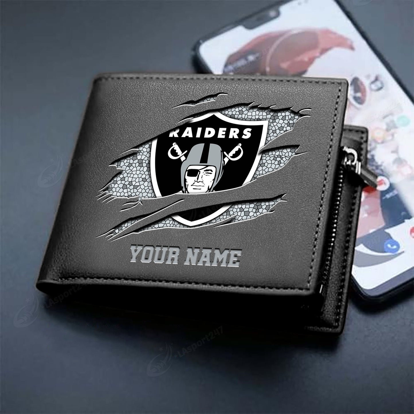 LIMITED EDITION - NEW CUSTOMIZED NFL07 LVR LAS VEGAS RAIDERS LEATHER WALLET