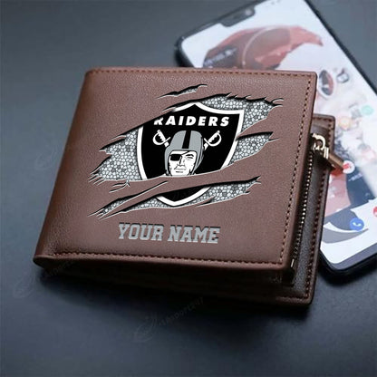 LIMITED EDITION - NEW CUSTOMIZED NFL07 LVR LAS VEGAS RAIDERS LEATHER WALLET