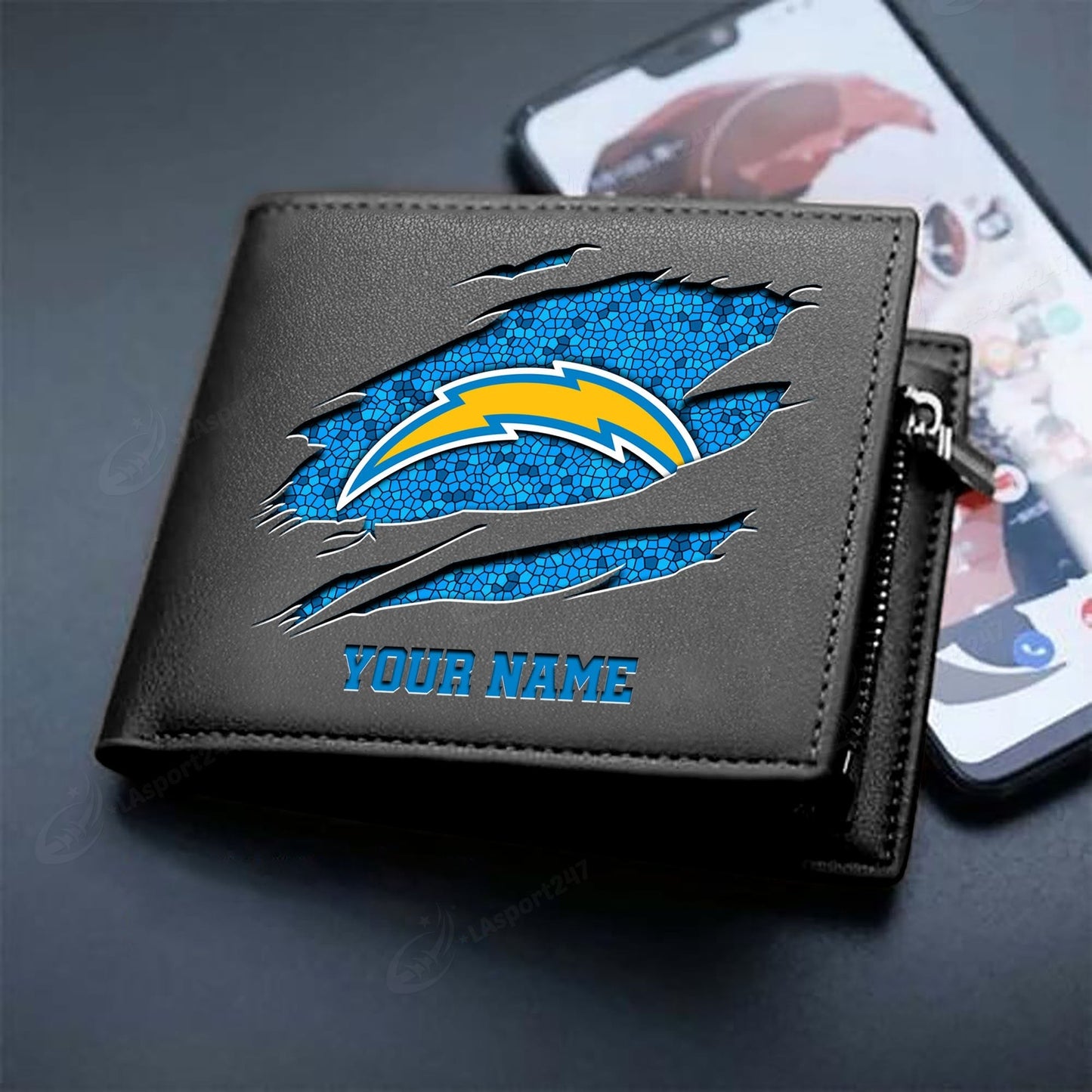 LIMITED EDITION - NEW CUSTOMIZED NFL09 LAC LOS ANGELES CHARGERS LEATHER WALLET
