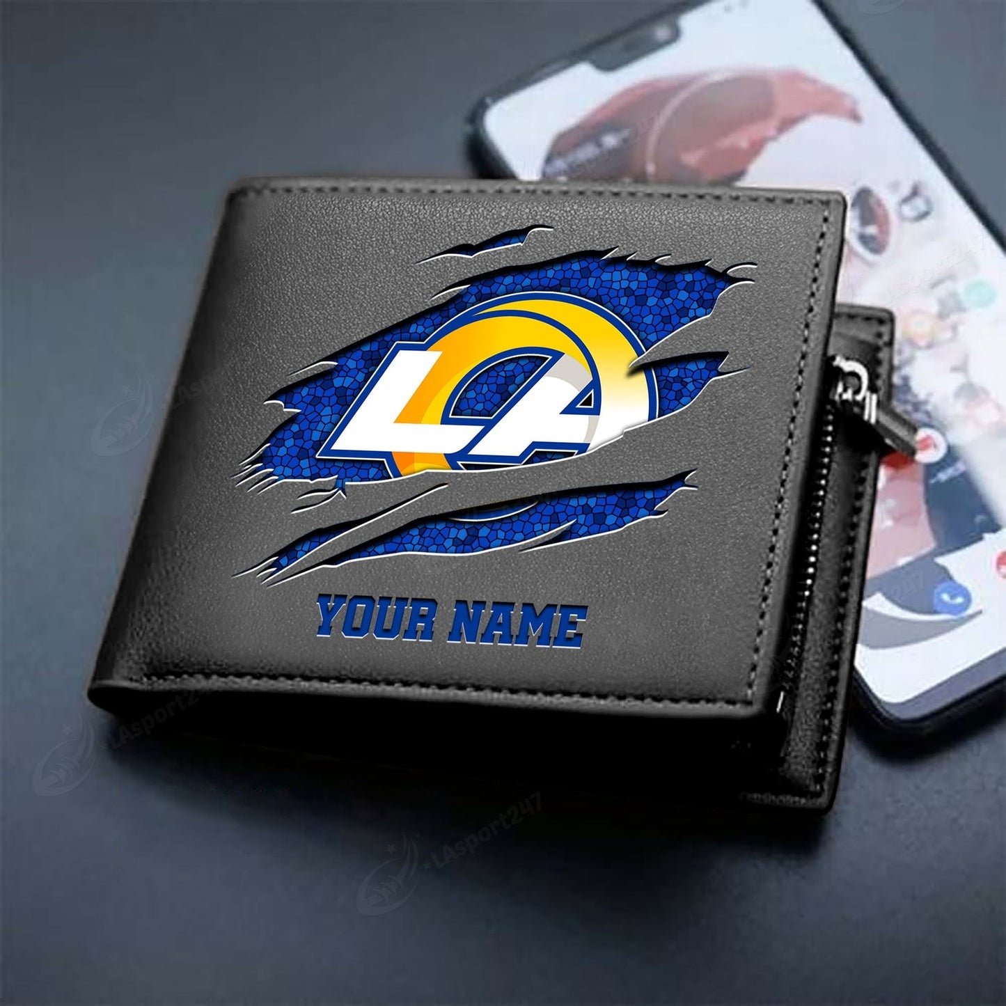 LIMITED EDITION - NEW CUSTOMIZED NFL22 LAR LOS ANGELES RAMS LEATHER WALLET
