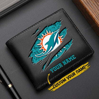 LIMITED EDITION - NEW CUSTOMIZED NFL19 MDP MIAMI DOLPHINS LEATHER WALLET