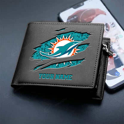 LIMITED EDITION - NEW CUSTOMIZED NFL19 MDP MIAMI DOLPHINS LEATHER WALLET