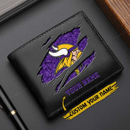 LIMITED EDITION - NEW CUSTOMIZED NFL05 MVK MINNESOTA VIKINGS LEATHER WALLET
