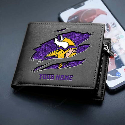 LIMITED EDITION - NEW CUSTOMIZED NFL05 MVK MINNESOTA VIKINGS LEATHER WALLET
