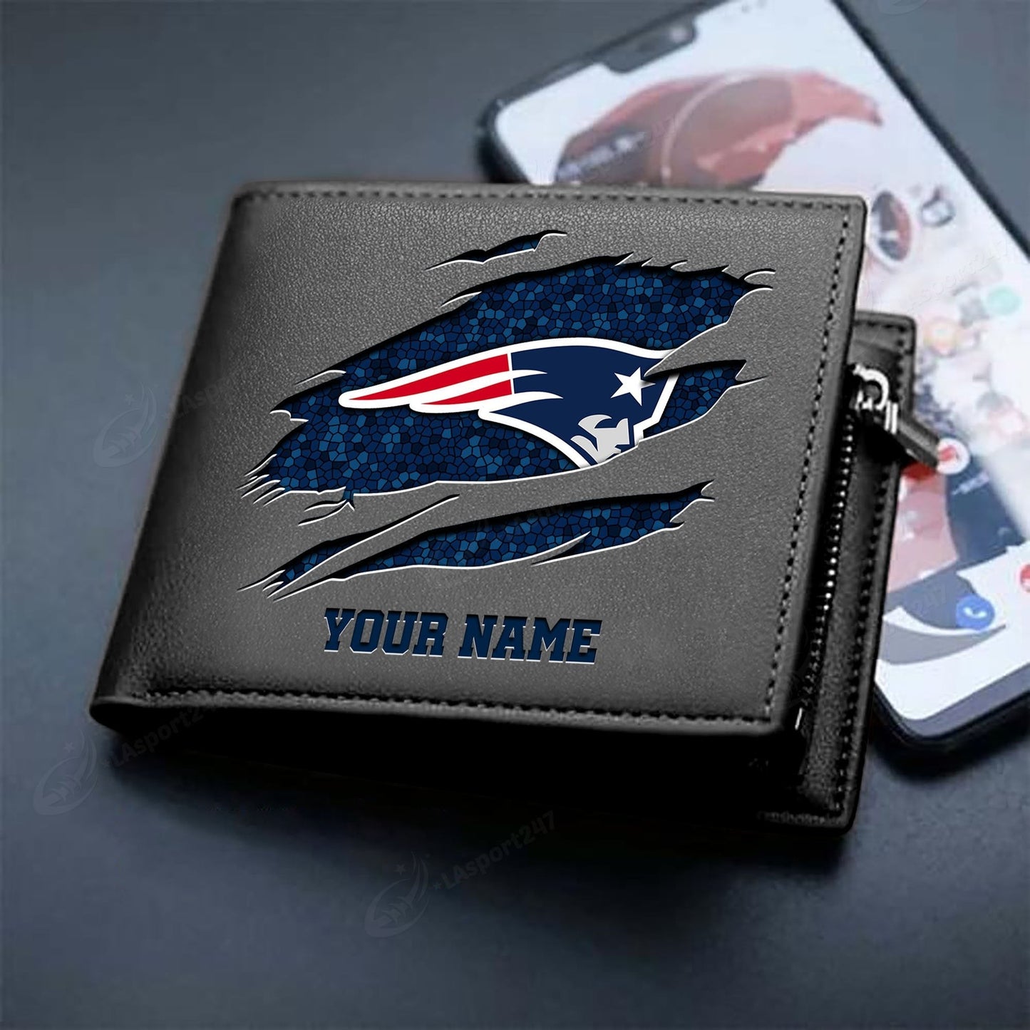 LIMITED EDITION - NEW CUSTOMIZED NFL27 NEP NEW ENGLAND PATRIOTS LEATHER WALLET