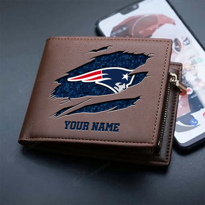 LIMITED EDITION - NEW CUSTOMIZED NFL27 NEP NEW ENGLAND PATRIOTS LEATHER WALLET