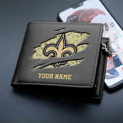 LIMITED EDITION - NEW CUSTOMIZED NFL24 NOS NEW ORLEANS SAINTS LEATHER WALLET