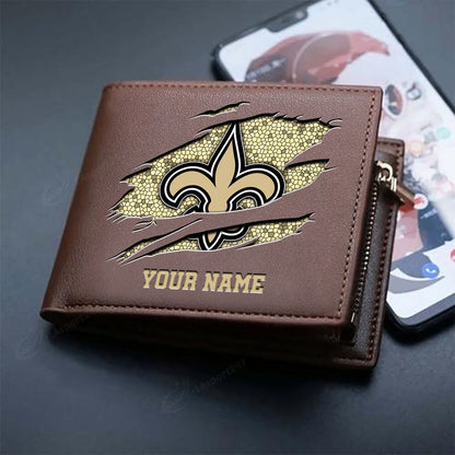 LIMITED EDITION - NEW CUSTOMIZED NFL24 NOS NEW ORLEANS SAINTS LEATHER WALLET