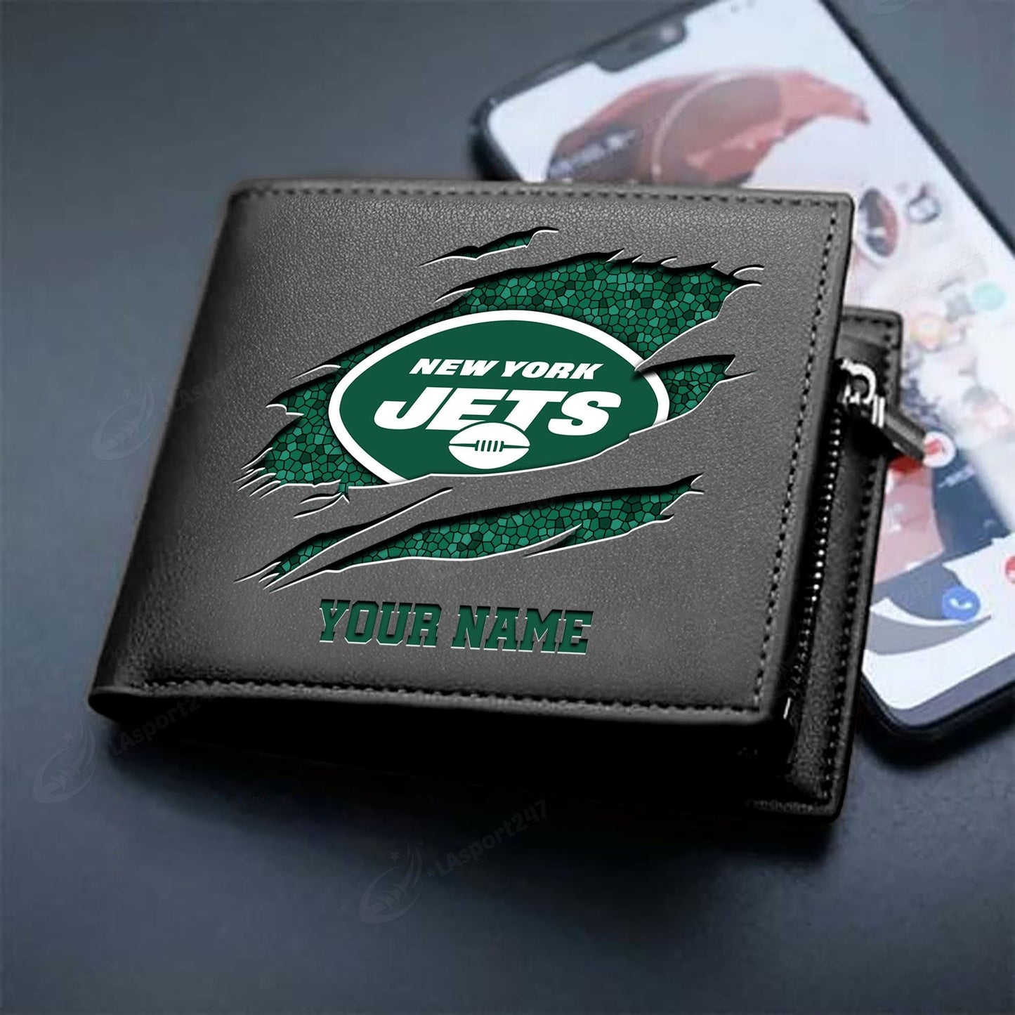LIMITED EDITION - NEW CUSTOMIZED NFL25 NYJ NEW YORK JETS LEATHER WALLET