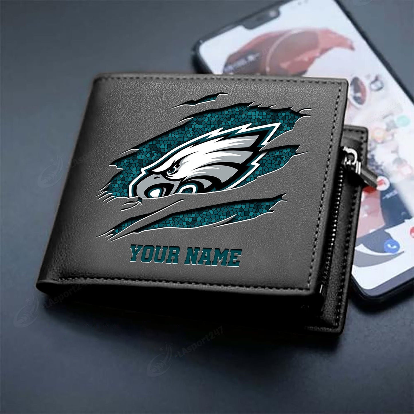 LIMITED EDITION - NEW CUSTOMIZED NFL02 PPE PHILADELPHIA EAGLES LEATHER WALLET