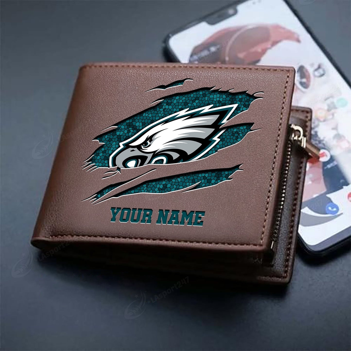 LIMITED EDITION - NEW CUSTOMIZED NFL02 PPE PHILADELPHIA EAGLES LEATHER WALLET