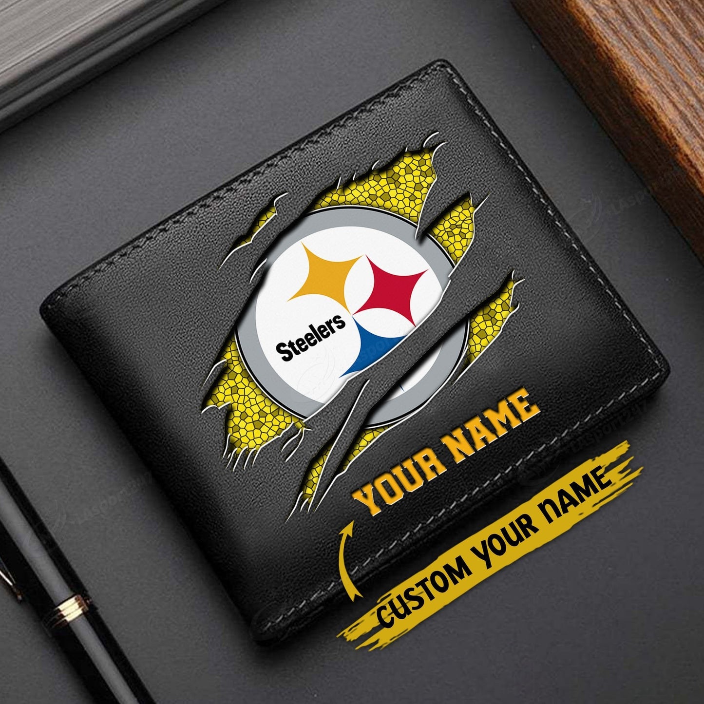 LIMITED EDITION - NEW CUSTOMIZED NFL14 PSB PITTSBURGH STEELERS LEATHER WALLET