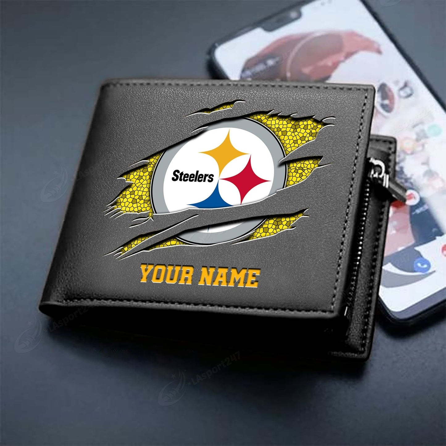LIMITED EDITION - NEW CUSTOMIZED NFL14 PSB PITTSBURGH STEELERS LEATHER WALLET